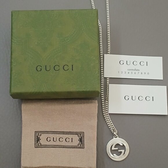 Gucci necklace unisex men women sterling silver marmont interlocking gg - Picture 11 of 11